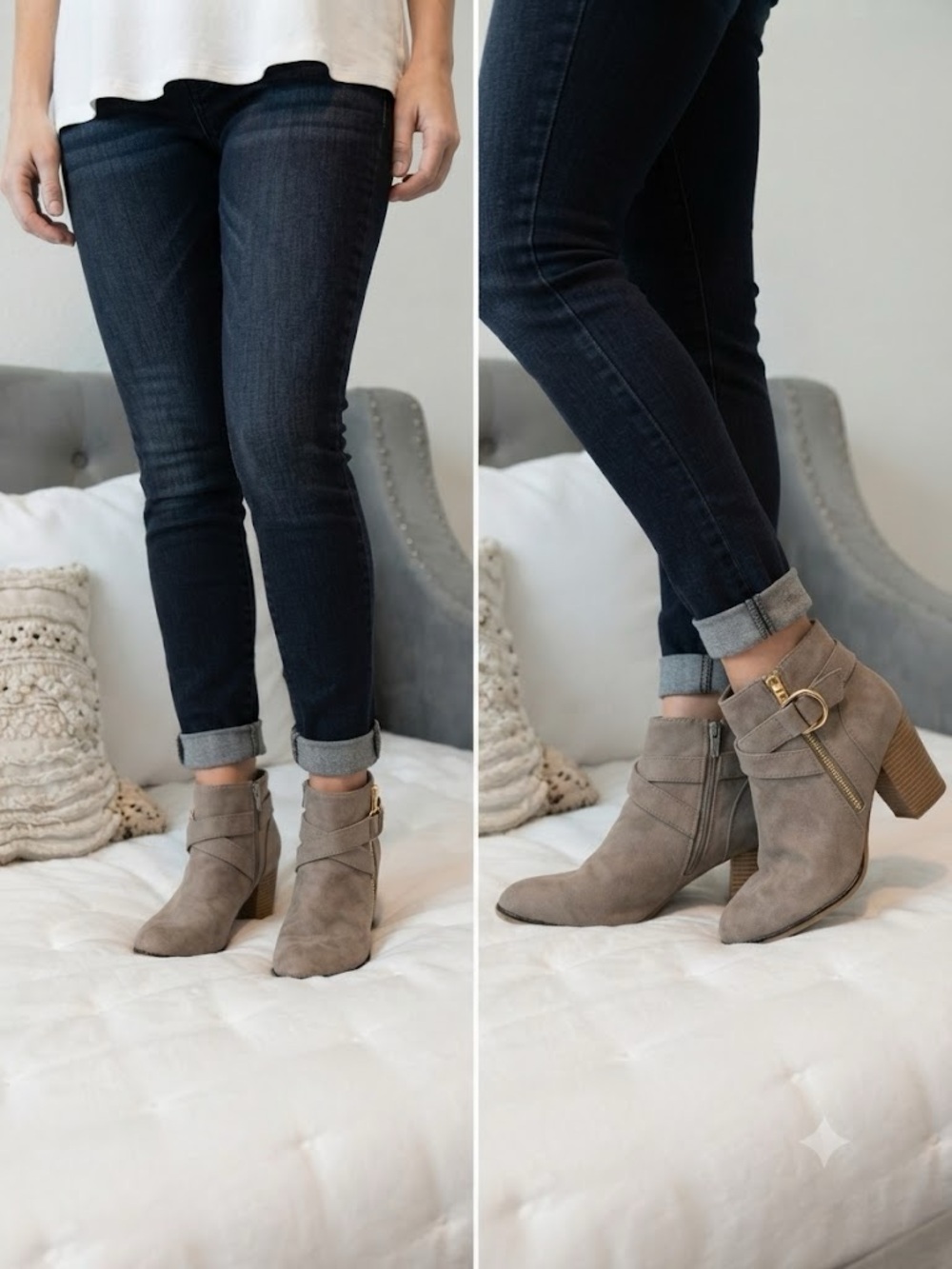 Apt. 9 Taupe Suede Buckle Ankle Boots